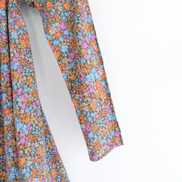 For Love & Lemons Brittany Mini Floral Revolve Dress 100% Cotton Puff Shoulder M - Picture 3 of 15